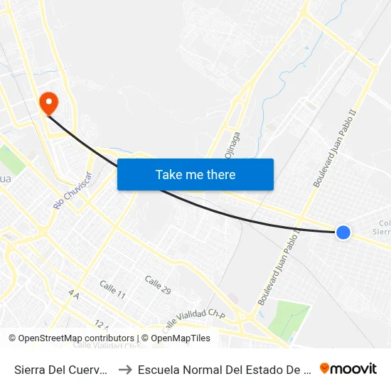 Sierra Del Cuervo, 6501 to Escuela Normal Del Estado De Chihuahua map