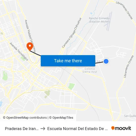 Praderas De Iran, 8541 to Escuela Normal Del Estado De Chihuahua map