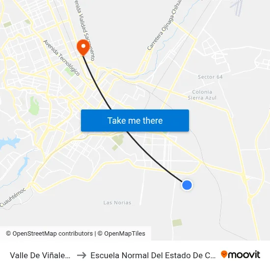 Valle De Viñales, 191 to Escuela Normal Del Estado De Chihuahua map