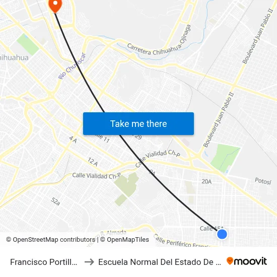Francisco Portillo, 2143 to Escuela Normal Del Estado De Chihuahua map