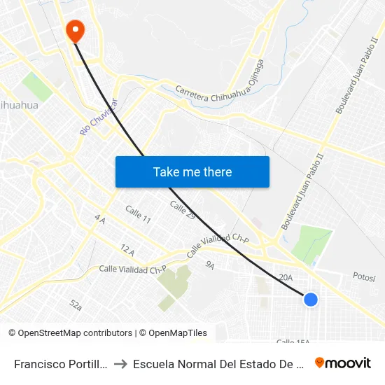 Francisco Portillo, 800 to Escuela Normal Del Estado De Chihuahua map