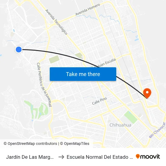 Jardín De Las Margaritas, 4856 to Escuela Normal Del Estado De Chihuahua map