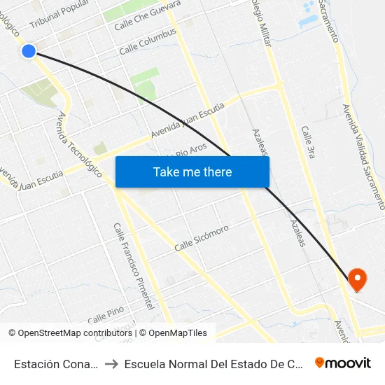 Estación Conalep II to Escuela Normal Del Estado De Chihuahua map