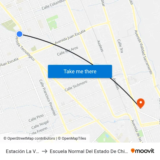 Estación La Villita to Escuela Normal Del Estado De Chihuahua map