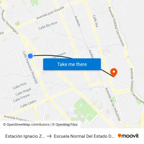 Estación Ignacio Zaragoza to Escuela Normal Del Estado De Chihuahua map