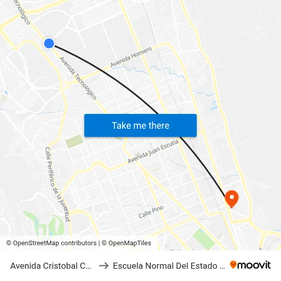 Avenida Cristobal Colón, 14553 to Escuela Normal Del Estado De Chihuahua map