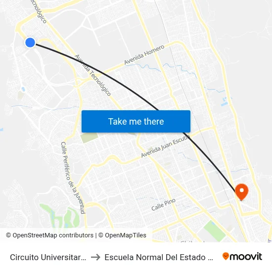 Circuito Universitario, 15106 to Escuela Normal Del Estado De Chihuahua map