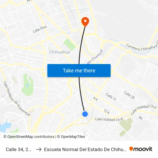 Calle 34, 2609 to Escuela Normal Del Estado De Chihuahua map