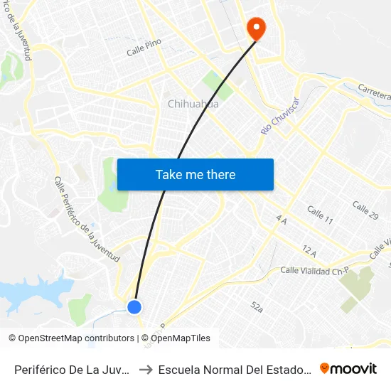 Periférico De La Juventud, 9710 to Escuela Normal Del Estado De Chihuahua map