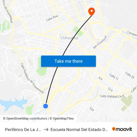 Periférico De La Juventud to Escuela Normal Del Estado De Chihuahua map