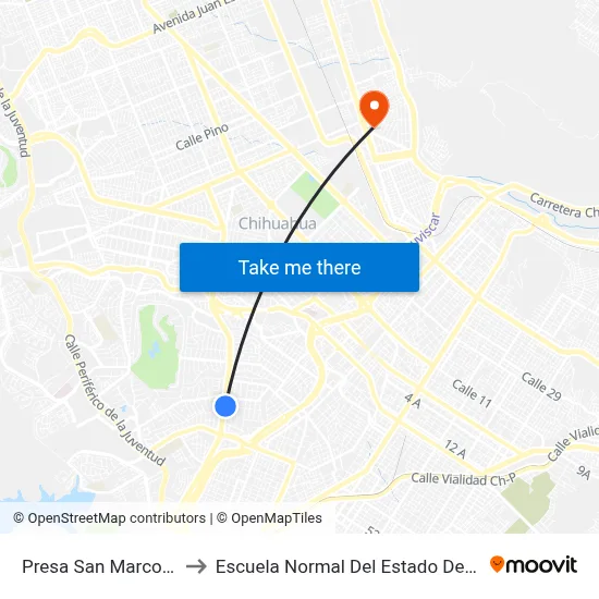 Presa San Marcos, 2509 to Escuela Normal Del Estado De Chihuahua map