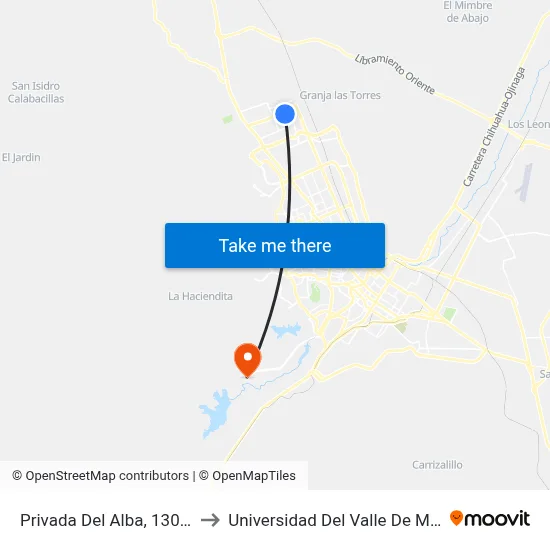 Privada Del Alba, 1301_43 to Universidad Del Valle De México map