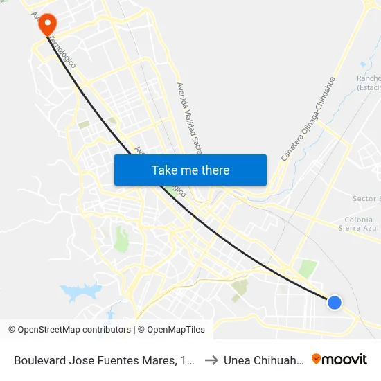 Boulevard Jose Fuentes Mares, 1209 to Unea Chihuahua map
