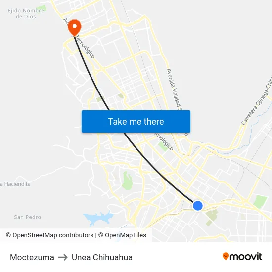 Moctezuma to Unea Chihuahua map