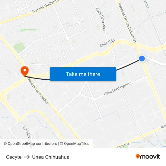 Cecyte to Unea Chihuahua map