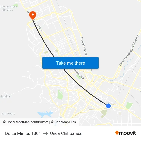 De La Minita, 1301 to Unea Chihuahua map