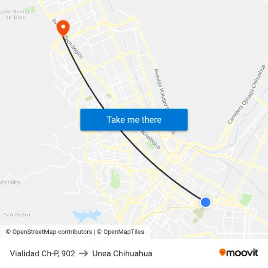 Vialidad Ch-P, 902 to Unea Chihuahua map