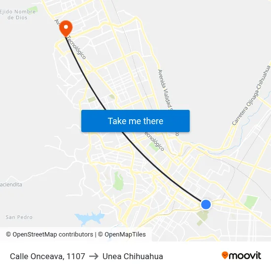 Calle Onceava, 1107 to Unea Chihuahua map