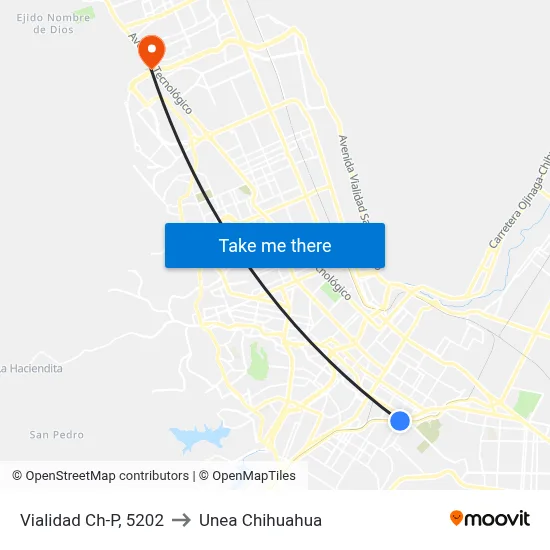 Vialidad Ch-P, 5202 to Unea Chihuahua map