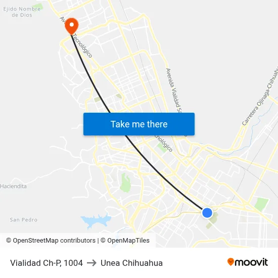Vialidad Ch-P, 1004 to Unea Chihuahua map