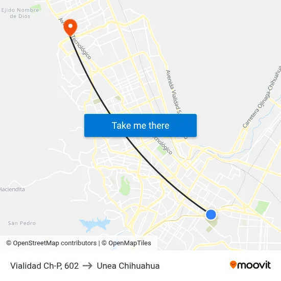 Vialidad Ch-P, 602 to Unea Chihuahua map