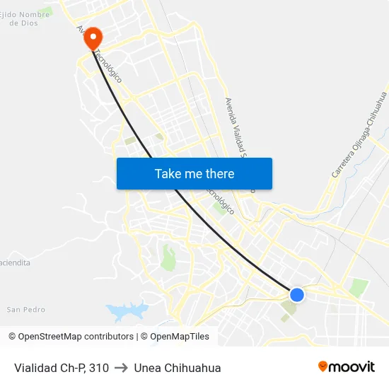 Vialidad Ch-P, 310 to Unea Chihuahua map