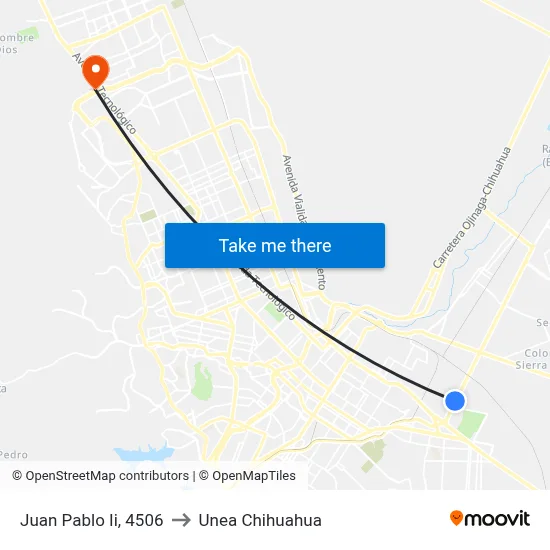 Juan Pablo Ii, 4506 to Unea Chihuahua map