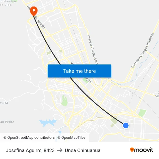Josefina Aguirre, 8423 to Unea Chihuahua map