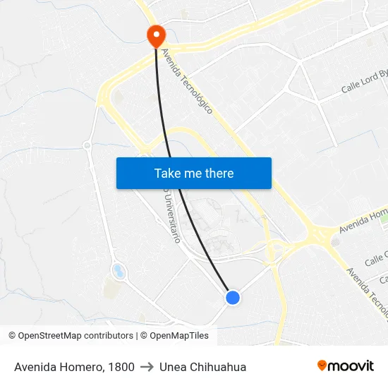 Avenida Homero, 1800 to Unea Chihuahua map
