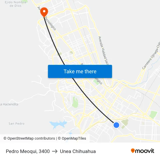 Pedro Meoqui, 3400 to Unea Chihuahua map