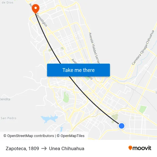 Zapoteca, 1809 to Unea Chihuahua map
