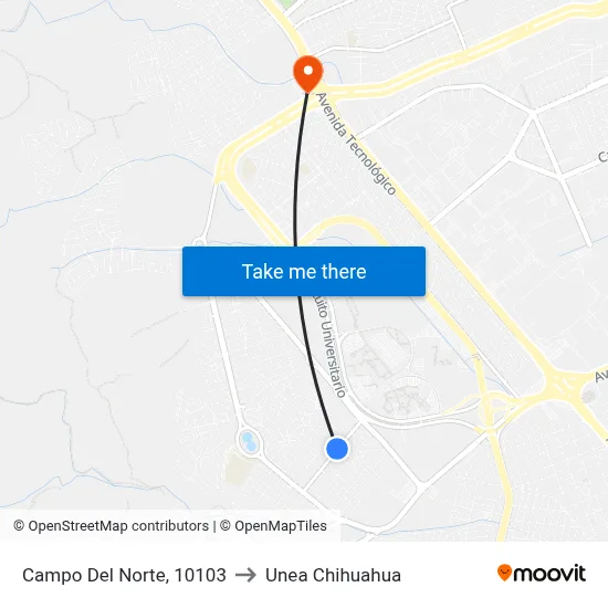Campo Del Norte, 10103 to Unea Chihuahua map