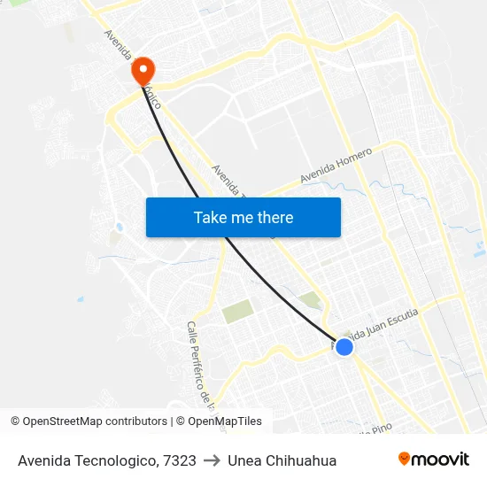Avenida Tecnologico, 7323 to Unea Chihuahua map