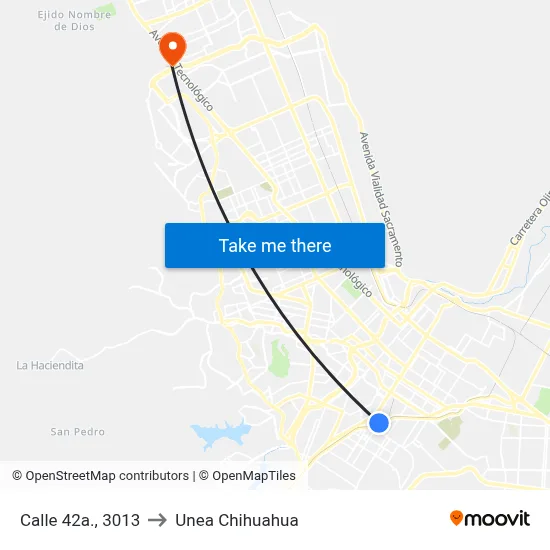 Calle 42a., 3013 to Unea Chihuahua map
