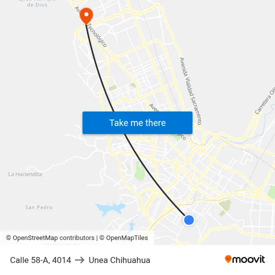 Calle 58-A, 4014 to Unea Chihuahua map