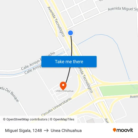 Miguel Sigala, 1248 to Unea Chihuahua map