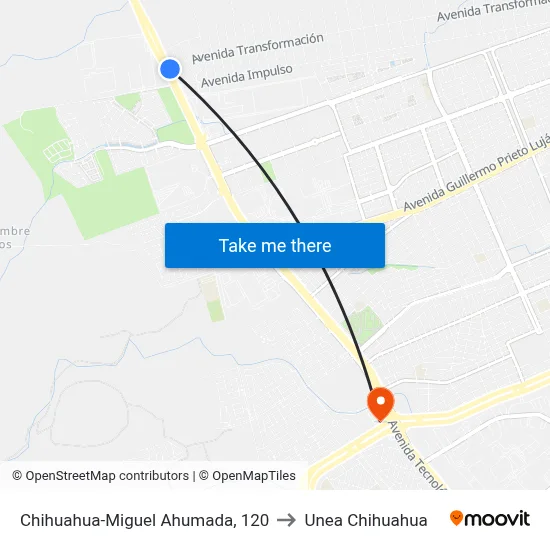 Chihuahua-Miguel Ahumada, 120 to Unea Chihuahua map