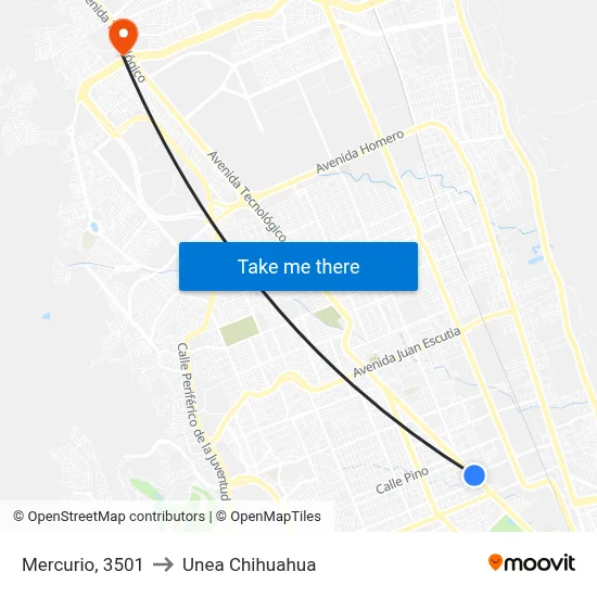 Mercurio, 3501 to Unea Chihuahua map