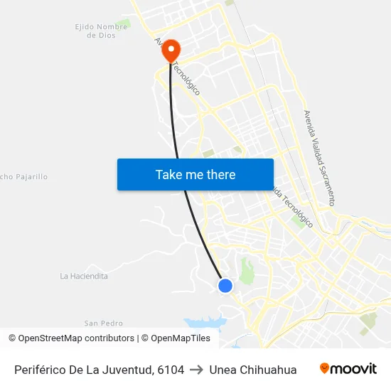Periférico De La Juventud, 6104 to Unea Chihuahua map