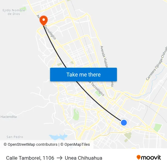 Calle Tamborel, 1106 to Unea Chihuahua map