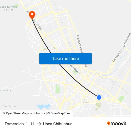 Esmeralda, 1111 to Unea Chihuahua map