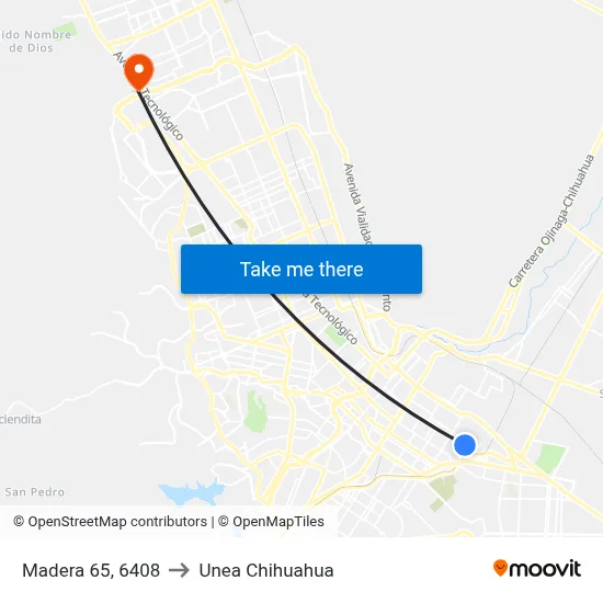 Madera 65, 6408 to Unea Chihuahua map
