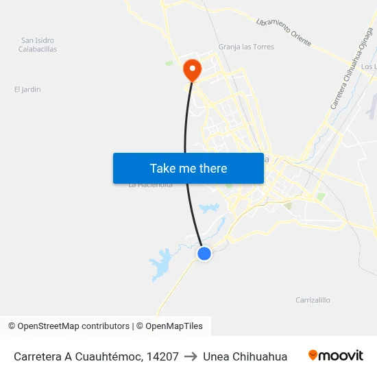 Carretera A Cuauhtémoc, 14207 to Unea Chihuahua map