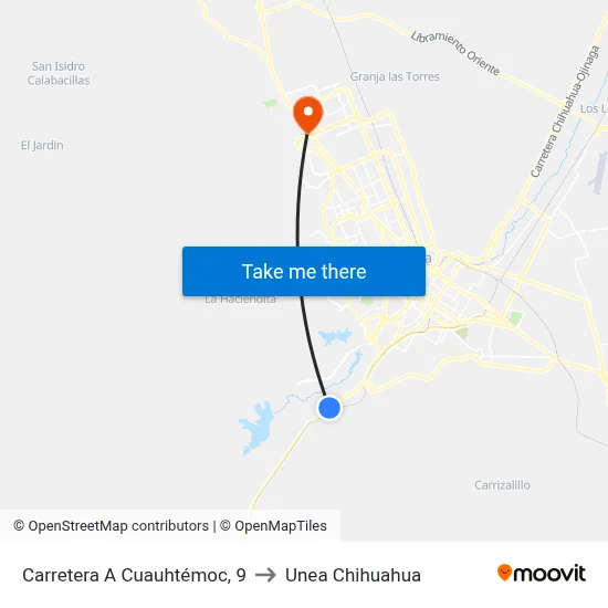 Carretera A Cuauhtémoc, 9 to Unea Chihuahua map