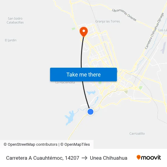 Carretera A Cuauhtémoc, 14207 to Unea Chihuahua map