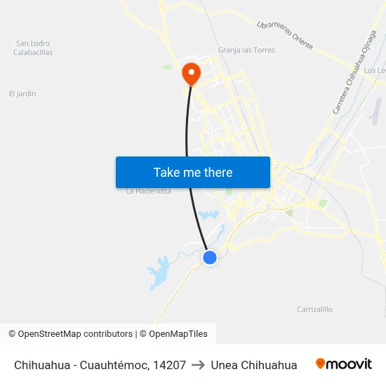 Chihuahua - Cuauhtémoc, 14207 to Unea Chihuahua map