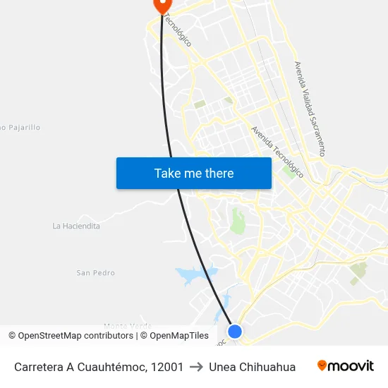 Carretera A Cuauhtémoc, 12001 to Unea Chihuahua map