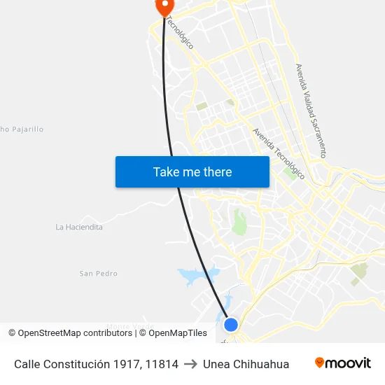 Calle Constitución 1917, 11814 to Unea Chihuahua map
