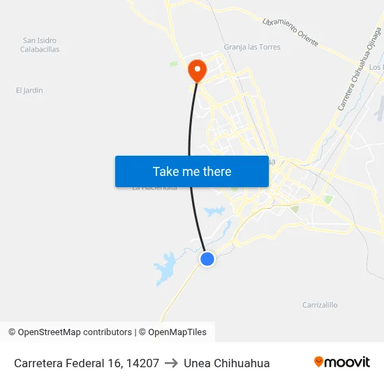 Carretera Federal 16, 14207 to Unea Chihuahua map