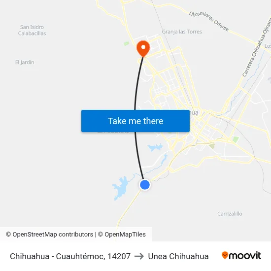 Chihuahua - Cuauhtémoc, 14207 to Unea Chihuahua map